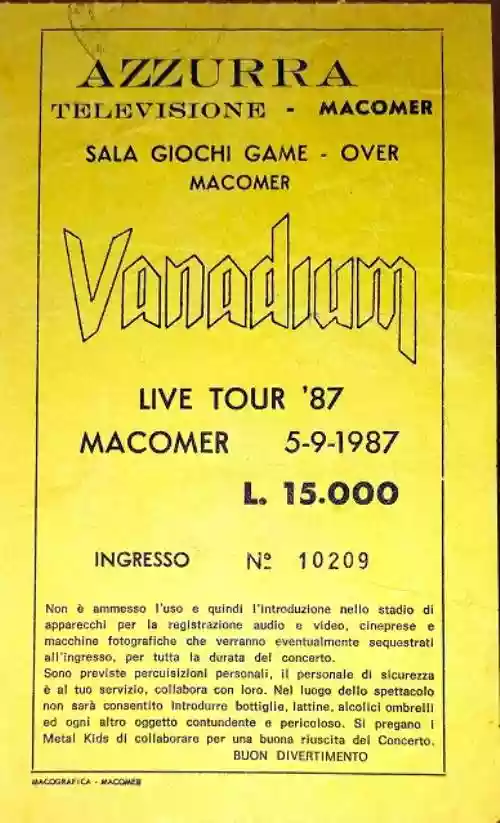 Cover di Live @ Stadio comunale di Macomer, 05.09.1987