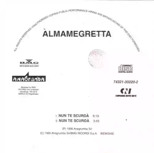 Cover Almamegretta - Nun Te Scurdà