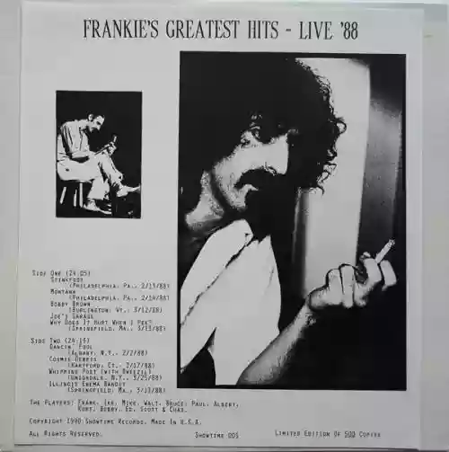 Cover Frank Zappa - Frankie's Greatest Hits - Live '88