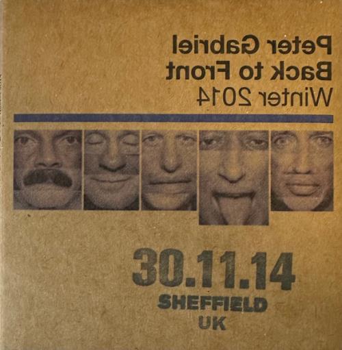 Cover Peter Gabriel - Back To Front Winter 2014 - 30.11.14 Sheffield UK